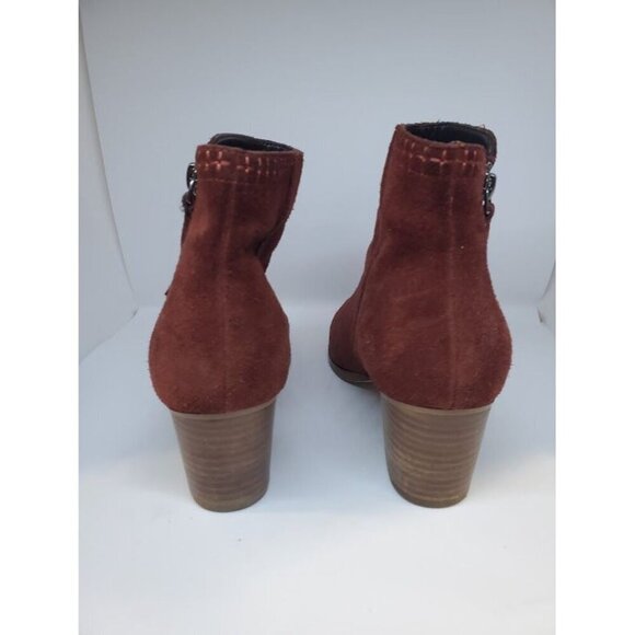 Sole Society Women's 8.5 Corinna Marsala Suede Ankle Booties With Zipper Closure - Picture 7 of 9